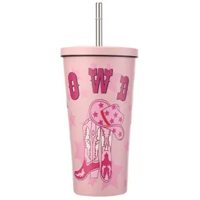 20 oz. Western Howdy Tumbler with Straw - Pink