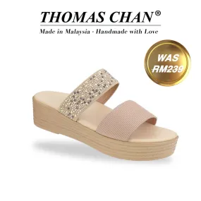 [Add to Cart RM129] Boho Rhinestone Flatform Sandals 2"inch [Cushioned Footbed Series]