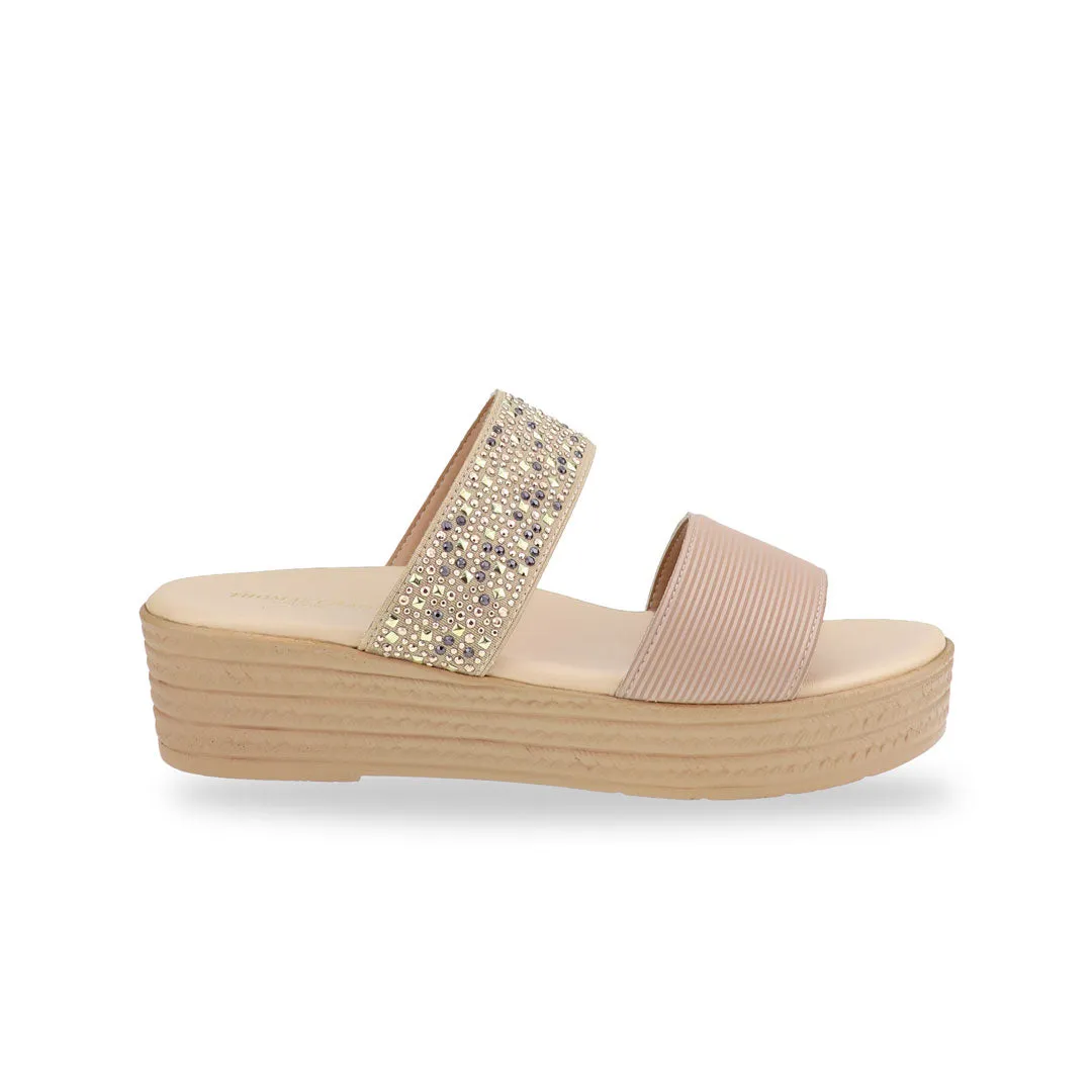 [Add to Cart RM129] Boho Rhinestone Flatform Sandals 2"inch [Cushioned Footbed Series]