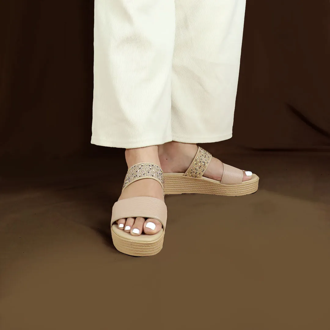 [Add to Cart RM129] Boho Rhinestone Flatform Sandals 2"inch [Cushioned Footbed Series]
