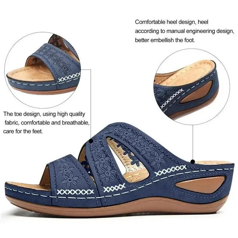 Anti-Slip Premium Women's Wedge Open Toe Sandals - Platform Slippers