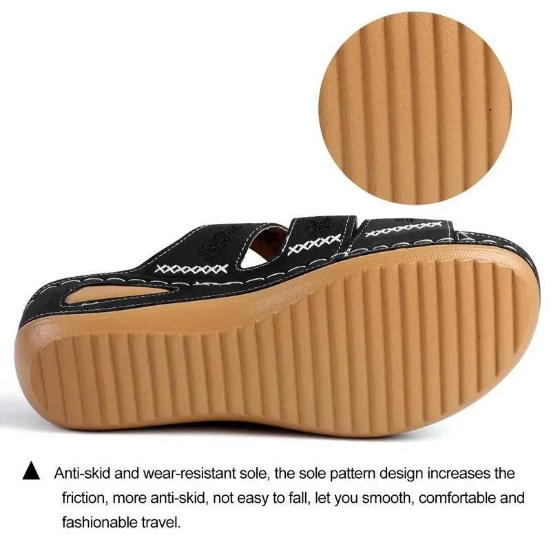 Anti-Slip Premium Women's Wedge Open Toe Sandals - Platform Slippers