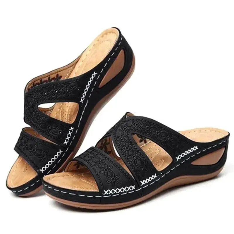 Anti-Slip Premium Women's Wedge Open Toe Sandals - Platform Slippers