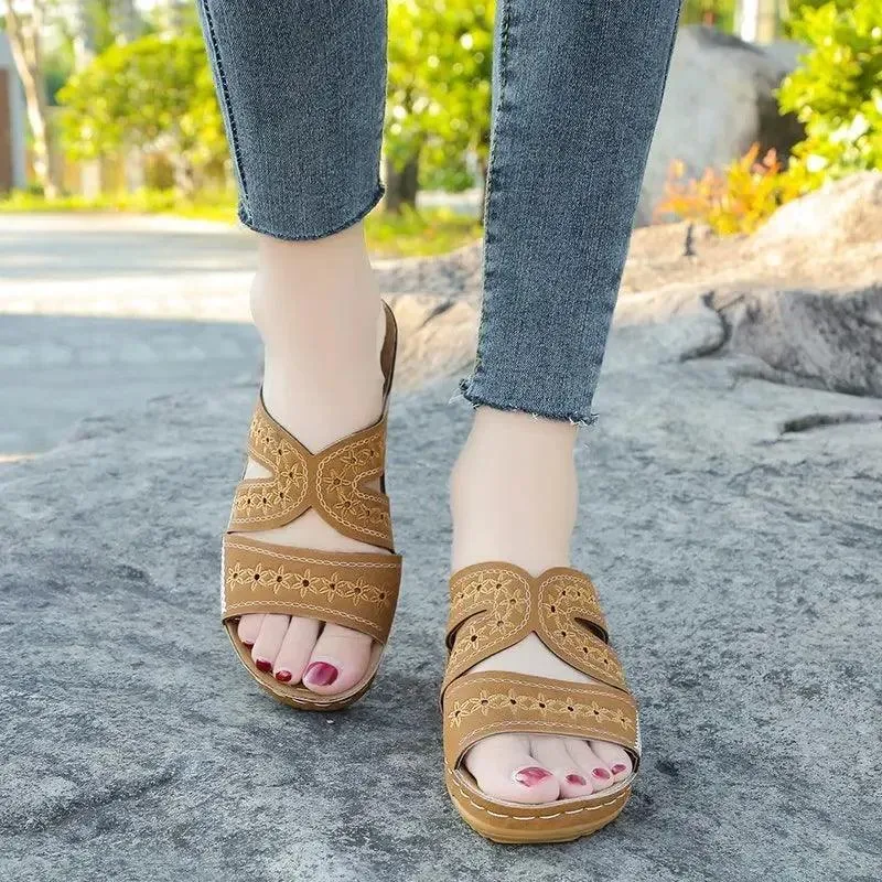 Anti-Slip Premium Women's Wedge Open Toe Sandals - Platform Slippers