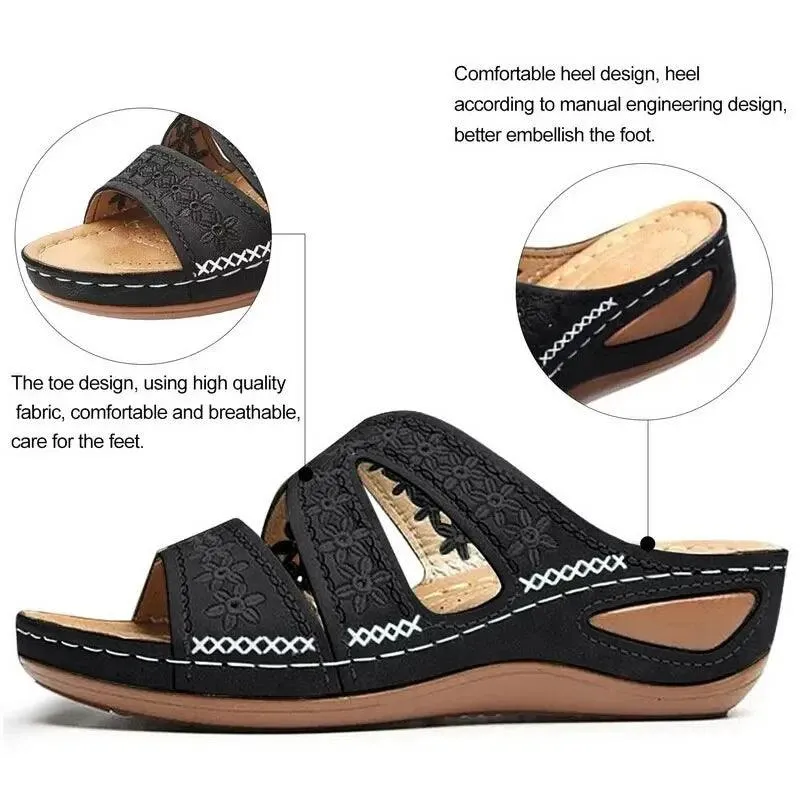 Anti-Slip Premium Women's Wedge Open Toe Sandals - Platform Slippers