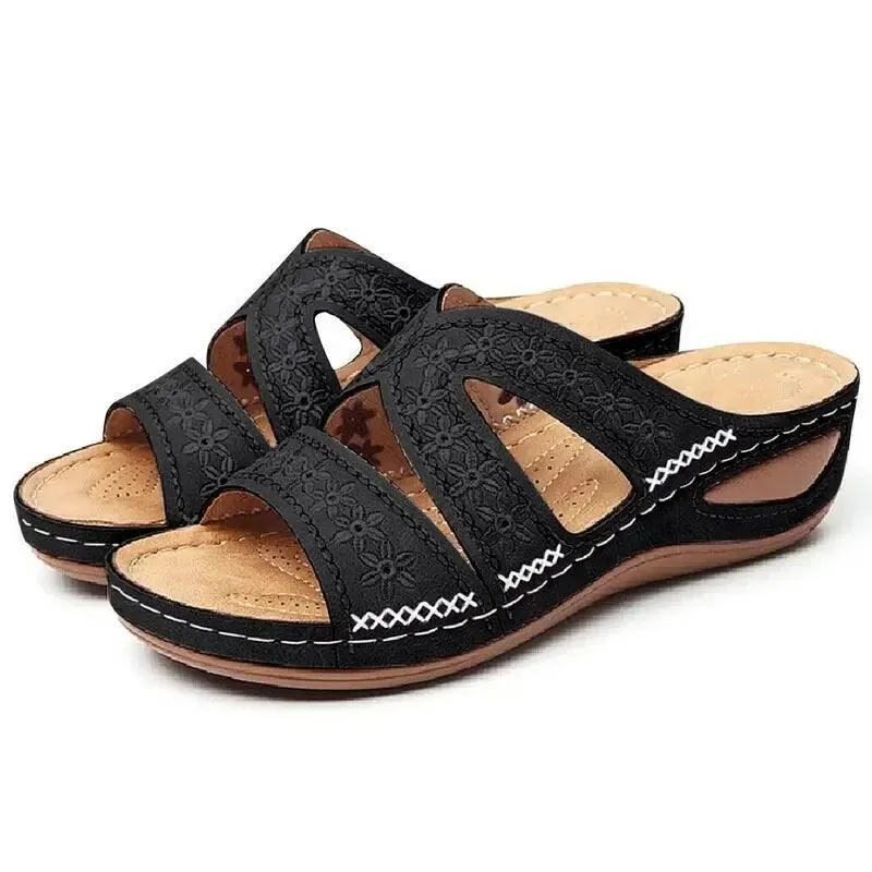 Anti-Slip Premium Women's Wedge Open Toe Sandals - Platform Slippers