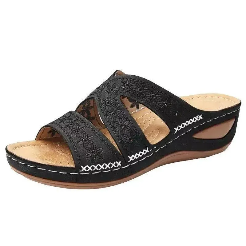 Anti-Slip Premium Women's Wedge Open Toe Sandals - Platform Slippers
