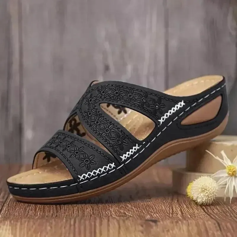 Anti-Slip Premium Women's Wedge Open Toe Sandals - Platform Slippers