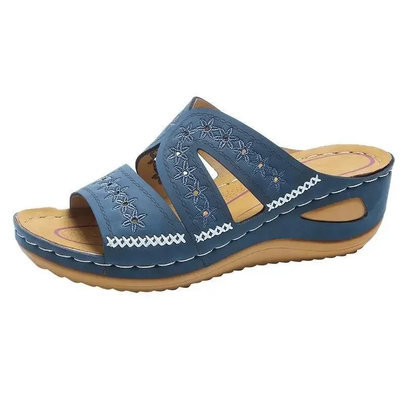 Anti-Slip Premium Women's Wedge Open Toe Sandals - Platform Slippers