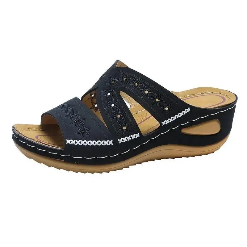 Anti-Slip Premium Women's Wedge Open Toe Sandals - Platform Slippers