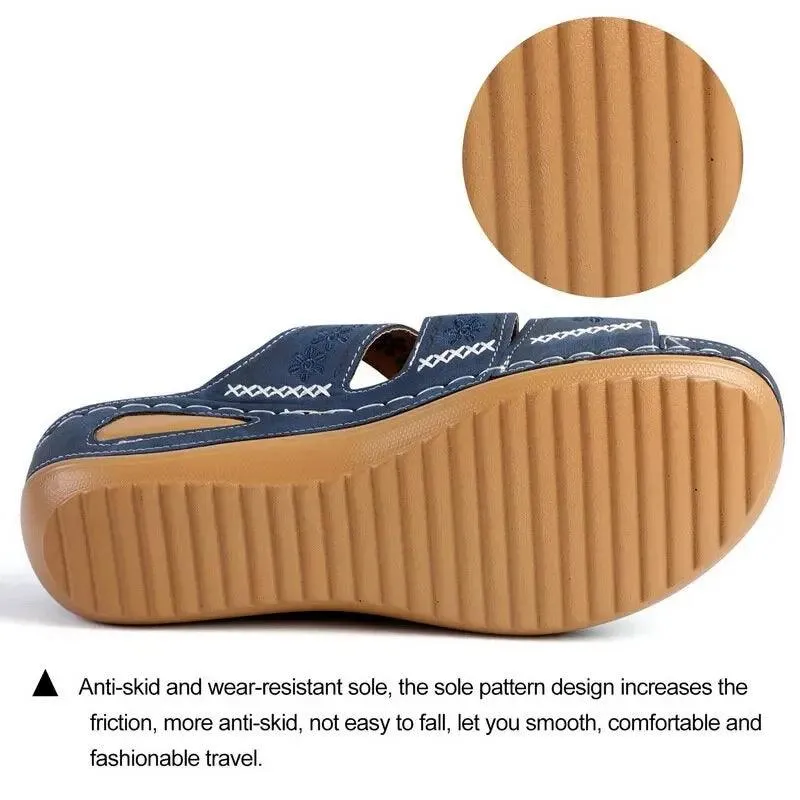 Anti-Slip Premium Women's Wedge Open Toe Sandals - Platform Slippers