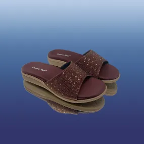 Brown Studded Slip-On Sandals