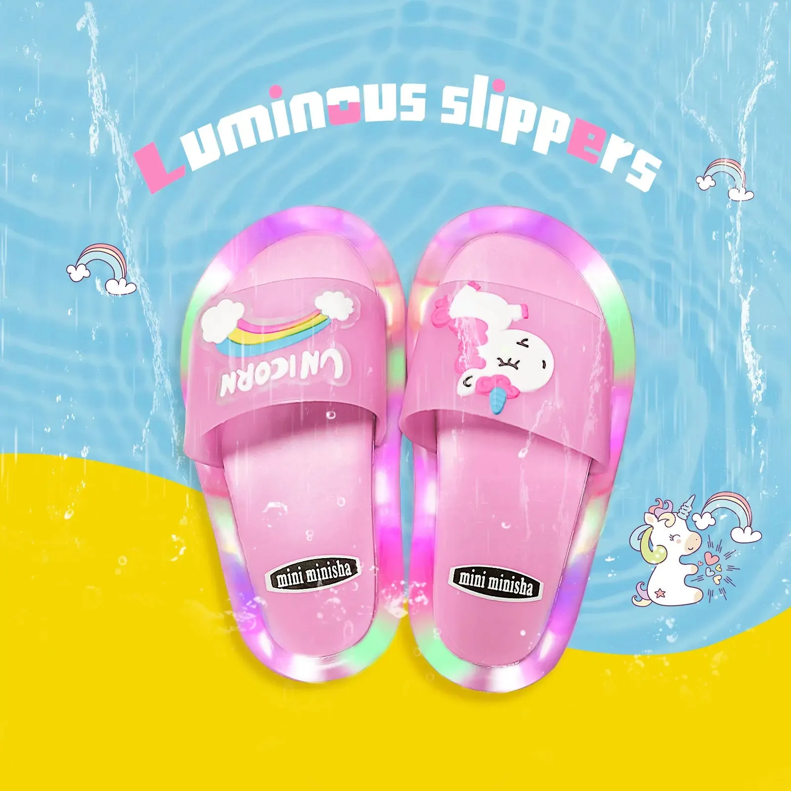 Children‘s Boys Girls Slippers Cartoon Unicorn Animals Prints