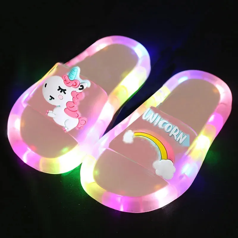 Children‘s Boys Girls Slippers Cartoon Unicorn Animals Prints