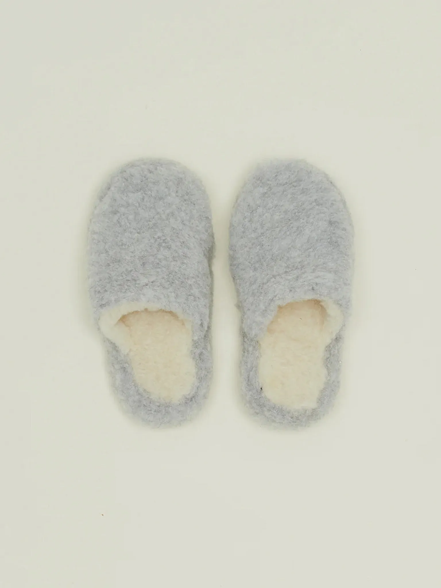 Fluffy Wool Slide Slippers - Light Grey