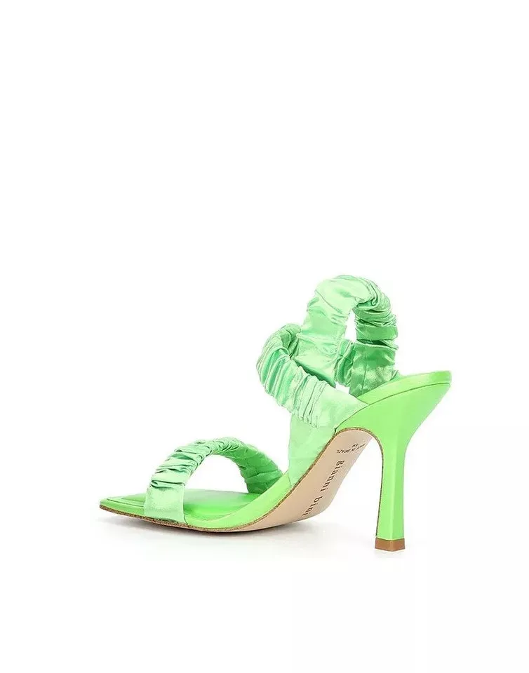 Gianni Bini Women's Vanya Matte Satin Scrunched Dress Sandals Apple Green
