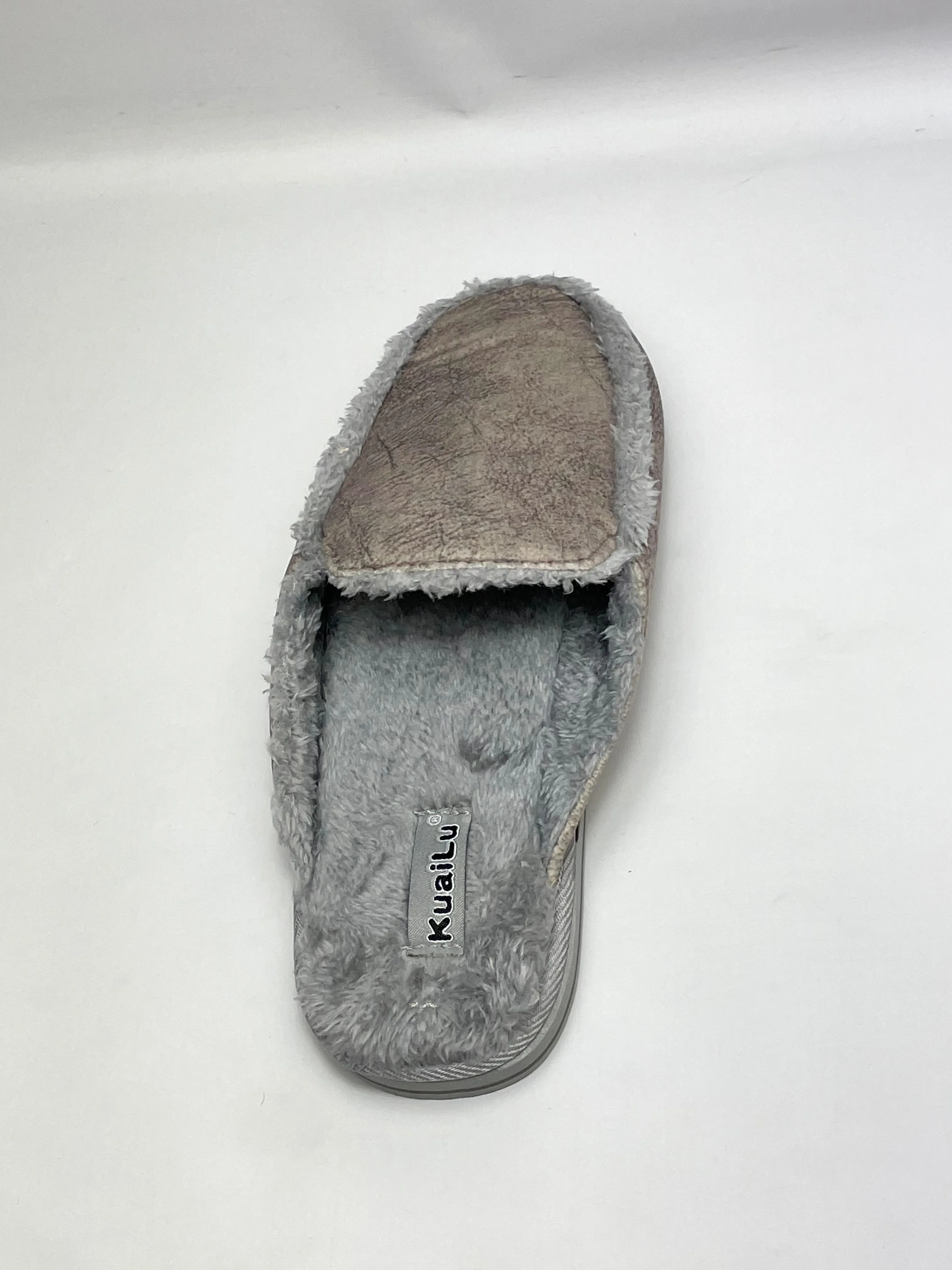 KuaiLu Faux Fur Women's Fuzzy Slippers in Grey