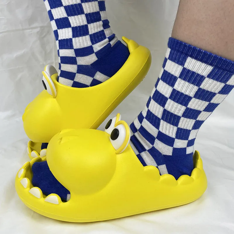 Lucyever Cute Platform Dinosaur Slippers Women 2022 Summer Thick Bottom EVA Womens Slides