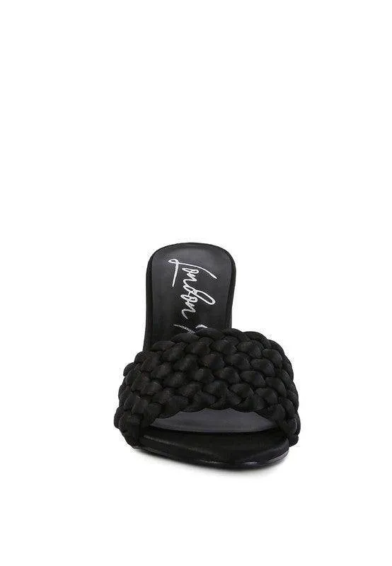 Lust Look Braided Satin Block Sandals