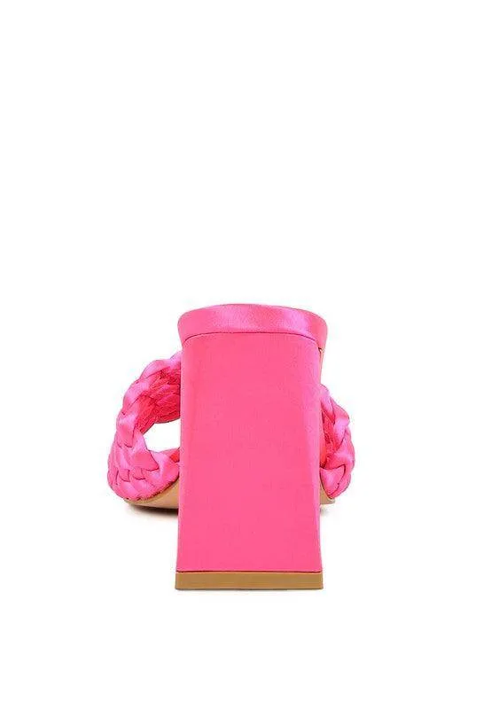 Lust Look Braided Satin Block Sandals