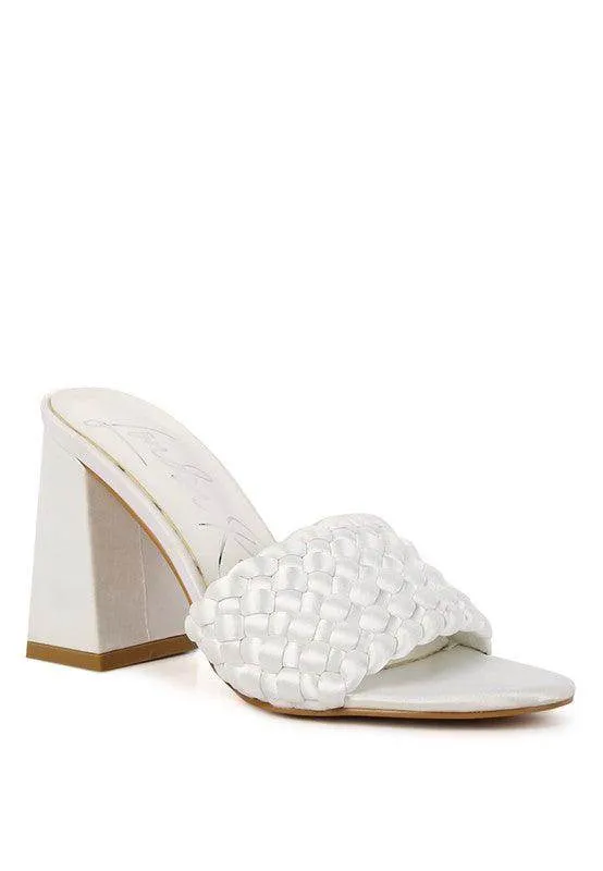 Lust Look Braided Satin Block Sandals