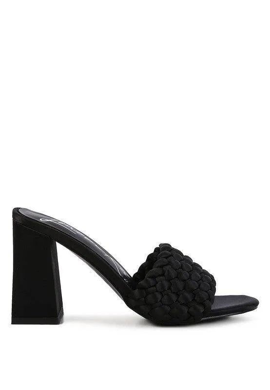 Lust Look Braided Satin Block Sandals