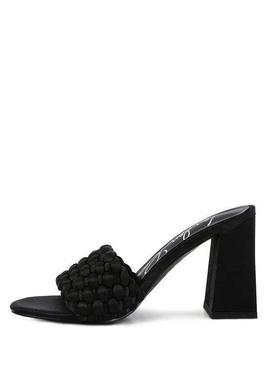 Lust Look Braided Satin Block Sandals