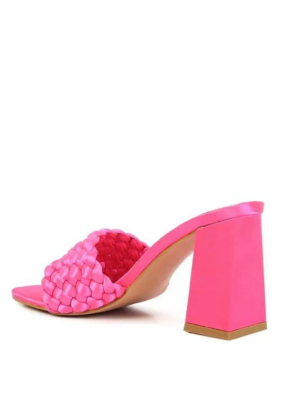 Lust Look Braided Satin Block Sandals