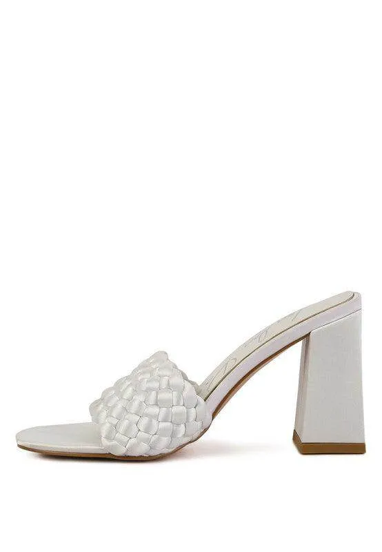 Lust Look Braided Satin Block Sandals