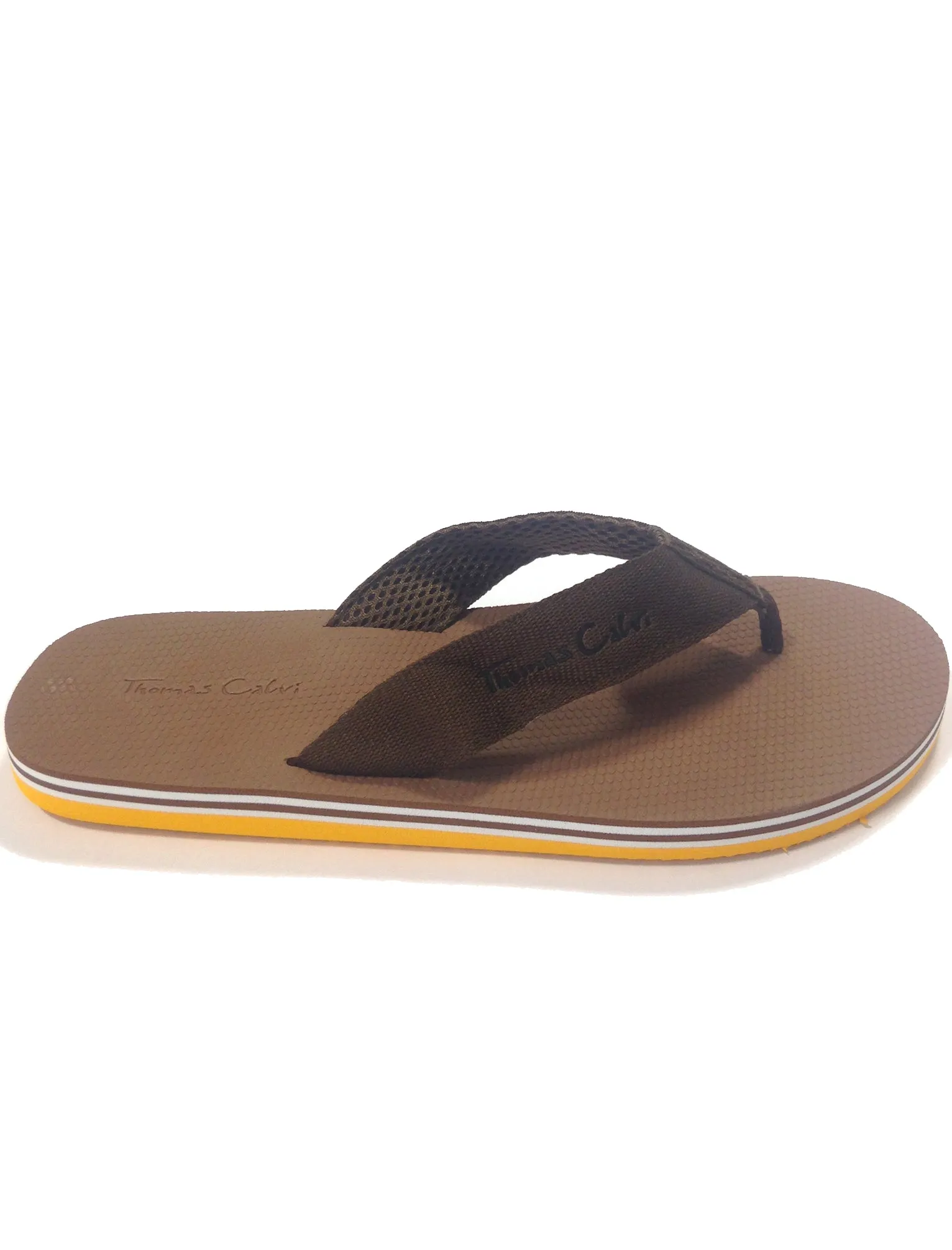 Mens Alister Cushioned Flip Flop Sandals in Brown