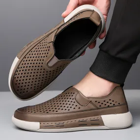 Men's Leather Hollow Breathable Shoes (In Stock)