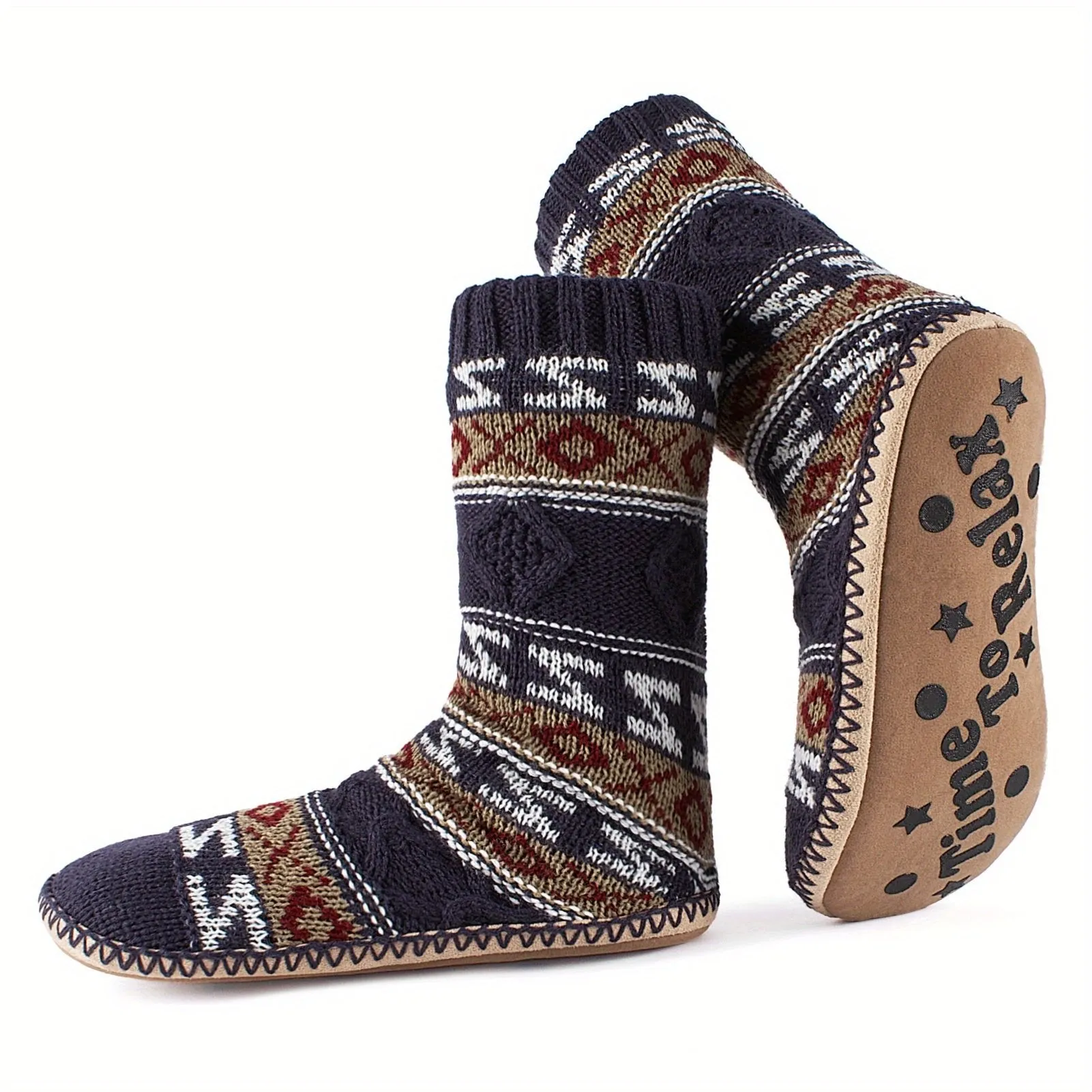 Men’s Non Slip Slipper Socks with Cable Knit