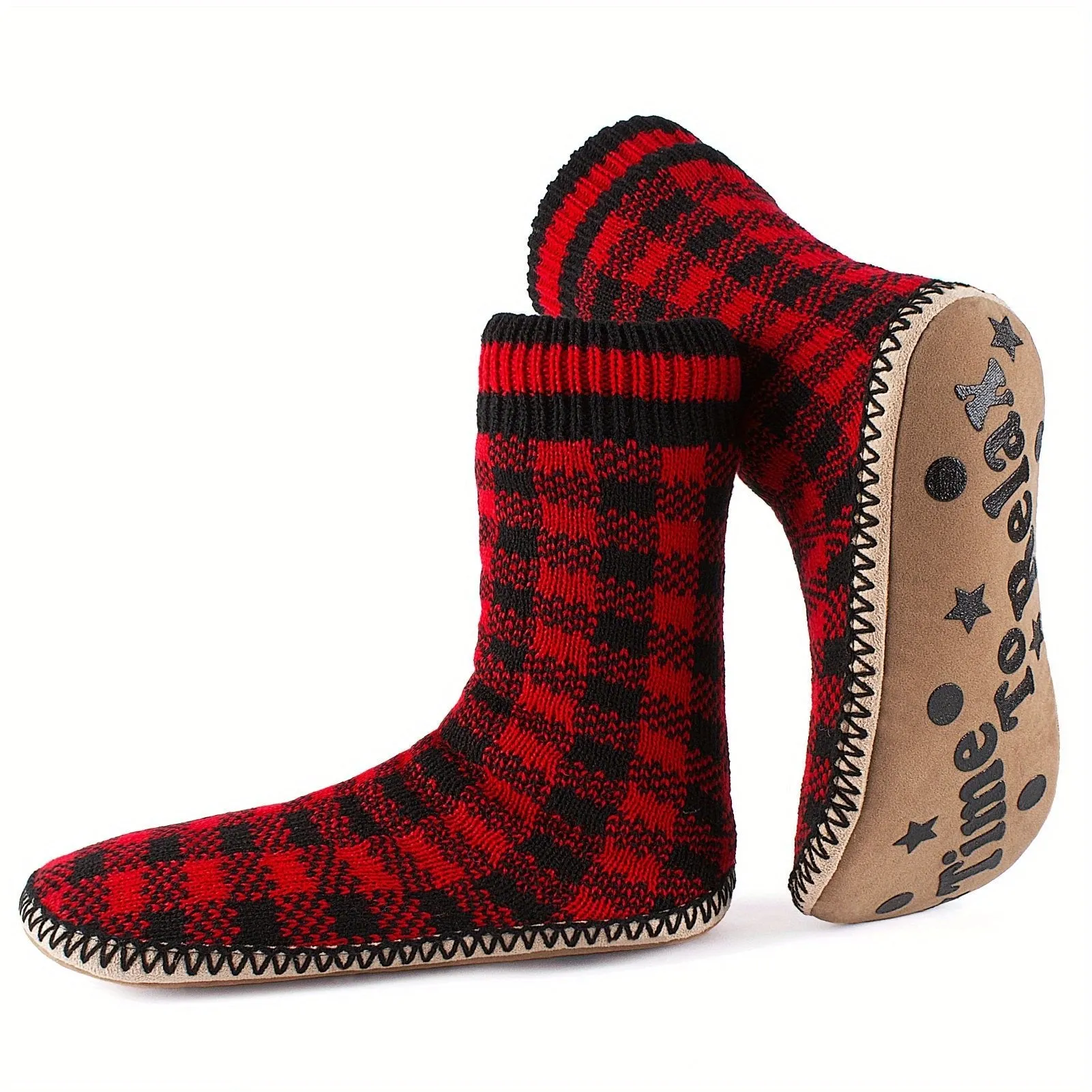 Men’s Non Slip Slipper Socks with Cable Knit