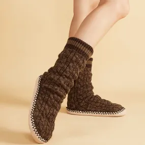 Men’s Non Slip Slipper Socks with Cable Knit