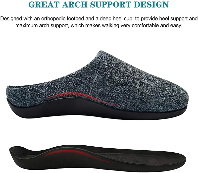 New Orthotic Slippers with Arch Support for Plantar Fasciitis Pain Relief, Comfortable Orthopedic Clog House Shoes with Indoor Outdoor Anti-Skid Rubber, Men's Sz 8-8.5, Women's 10-10.5