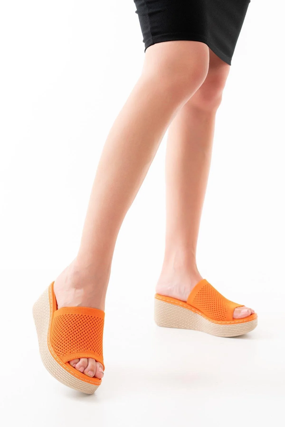 Orange Knitwear Daily Orthopedic Wedge Heel Women's Slippers