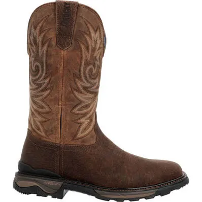 **Rocky Mens Carbon 6 Pull On Western Boots - Dark Brown