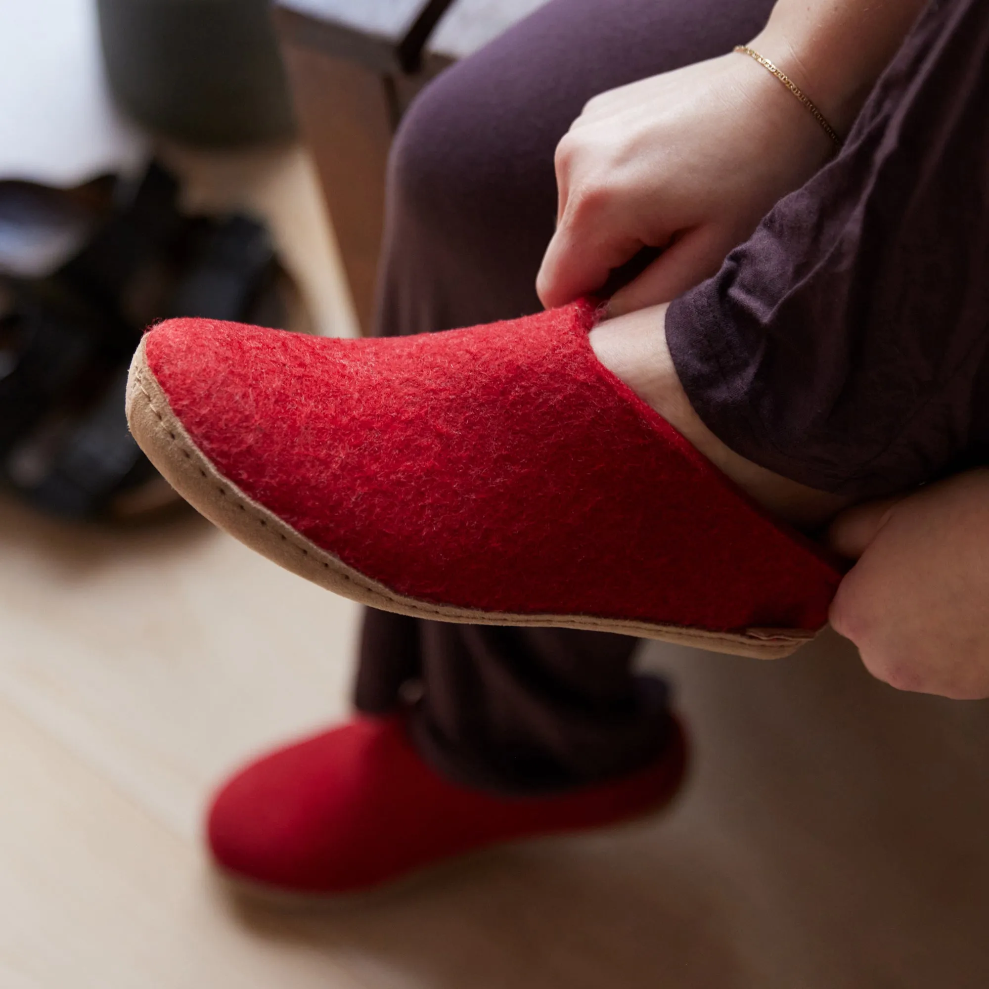 Slip-on with leather sole - Red