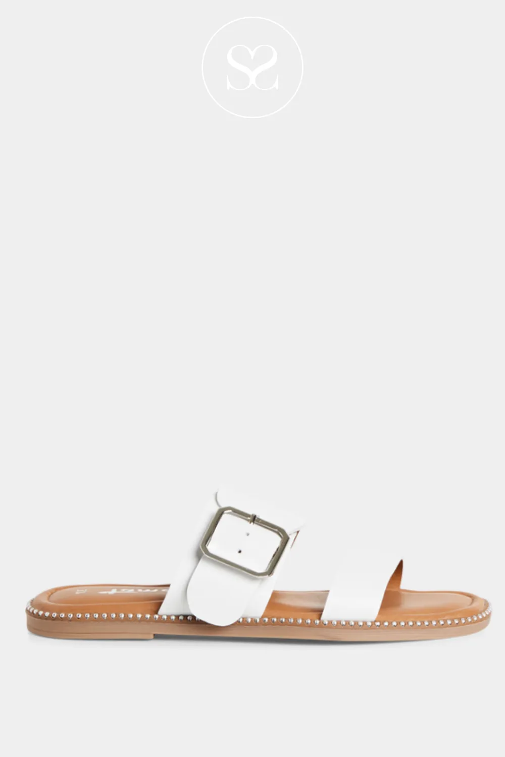 TAMARIS 1-27128-44 WHITE LEATHER SLIDER SANDALS