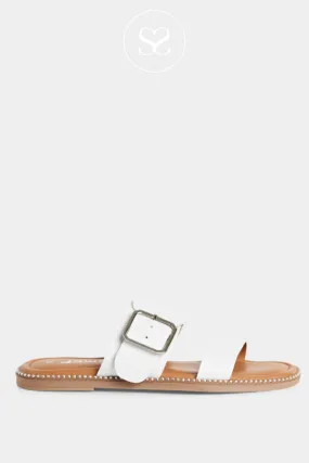 TAMARIS 1-27128-44 WHITE LEATHER SLIDER SANDALS