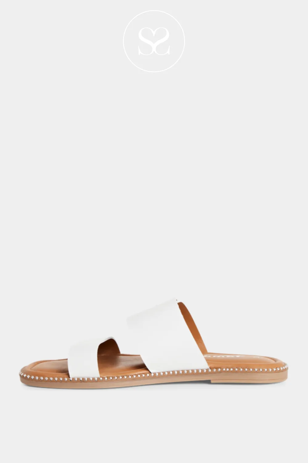 TAMARIS 1-27128-44 WHITE LEATHER SLIDER SANDALS