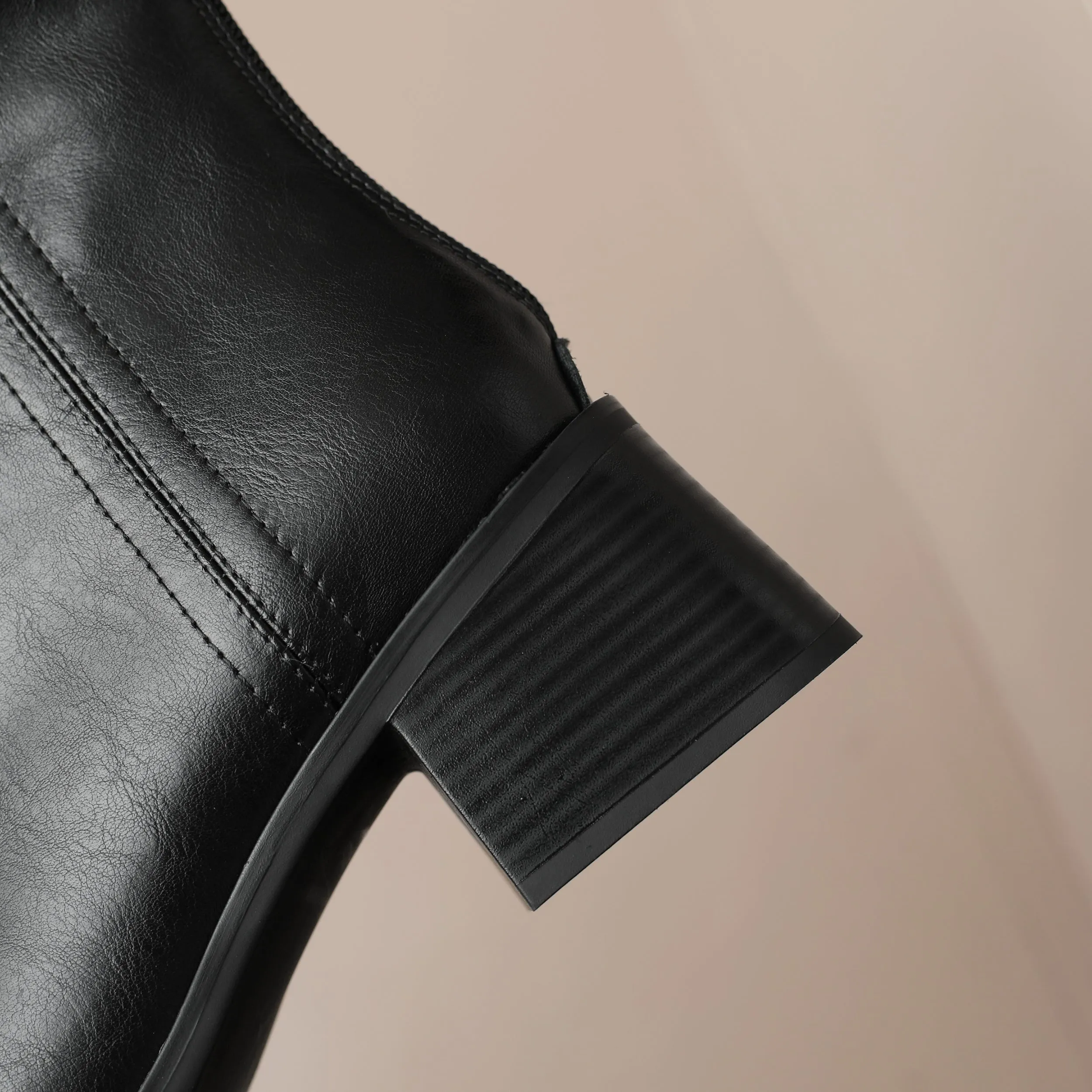 TinaCus Handmade Women's Genuine Leather Square Back Zip Mid Block Heel Charming Ankle Boots