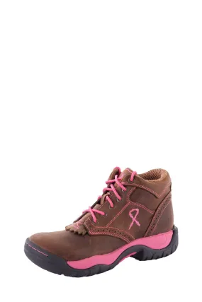 Twisted X Womens Pink Ribbon All Round Lace Up Boots