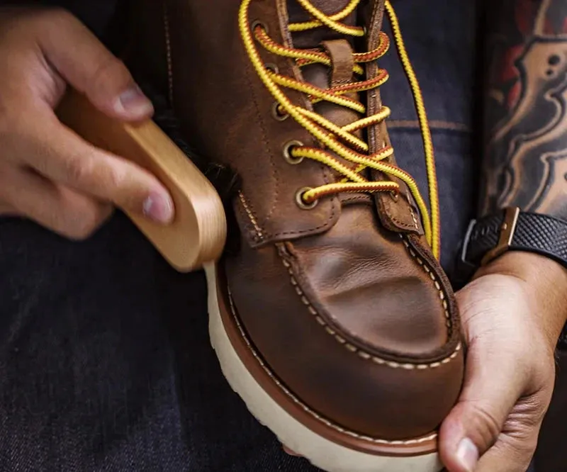 Vintage 875 High-Top Ankle Boots for Men - Durable Leather Cowboy Style, Winter Round Toe Safety Work Shoes