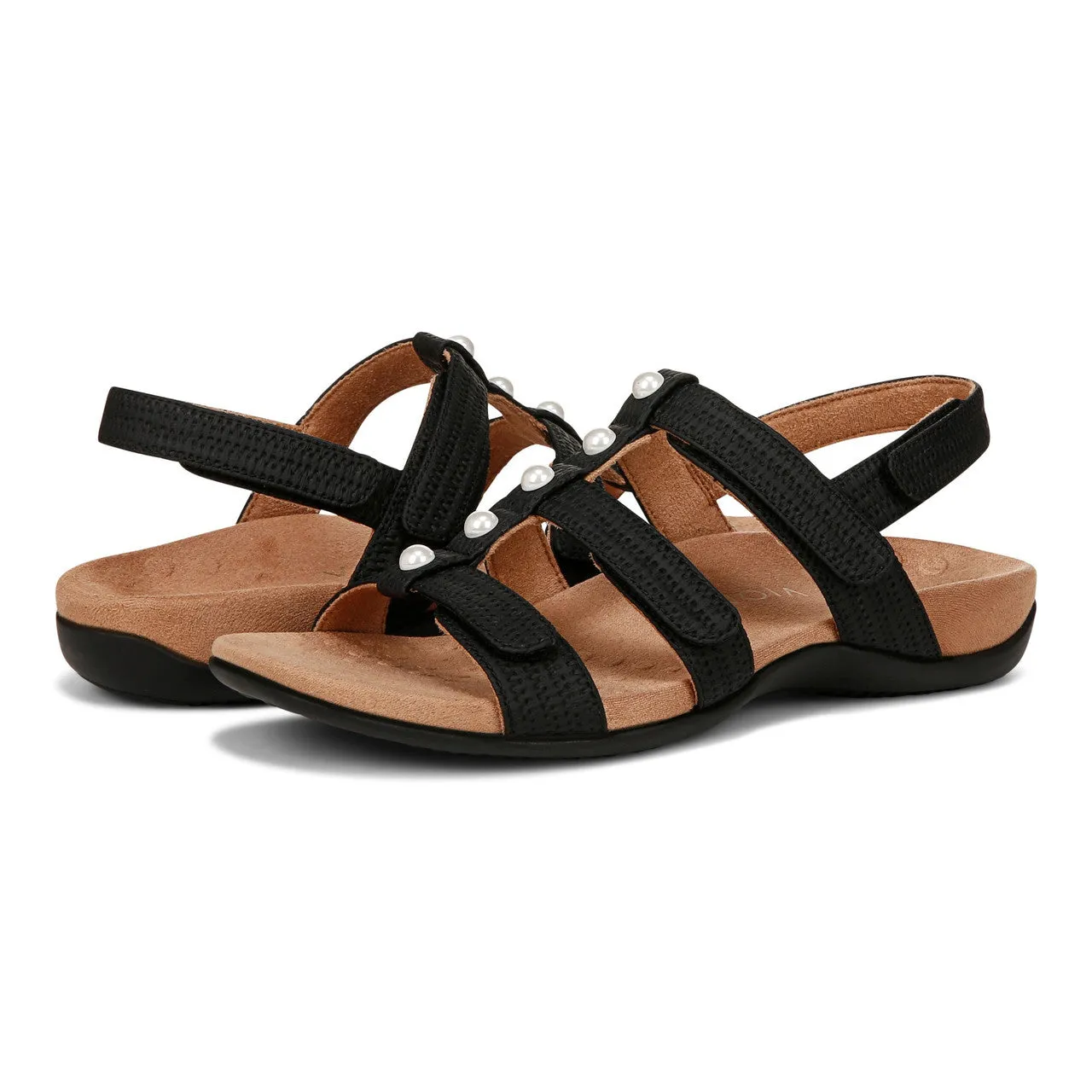 Vionic Amber Pearl Black Woven Women's Sandal