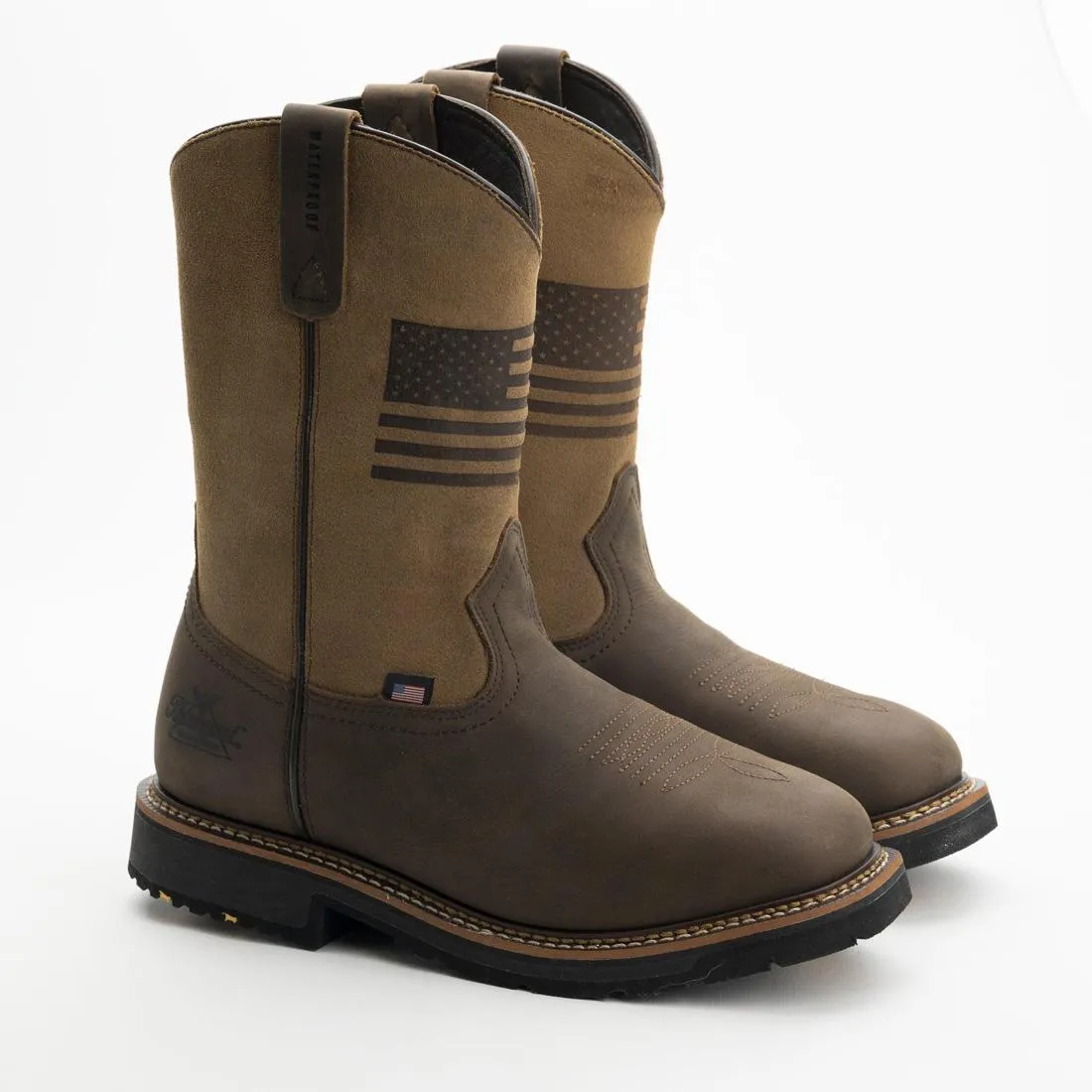 Western 11" Comp-Toe Waterproof Square-Toe Boot Crazy Horse/Tan