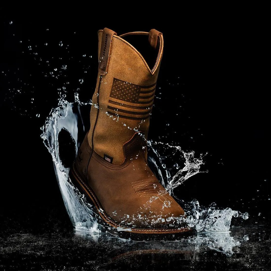 Western 11" Comp-Toe Waterproof Square-Toe Boot Crazy Horse/Tan