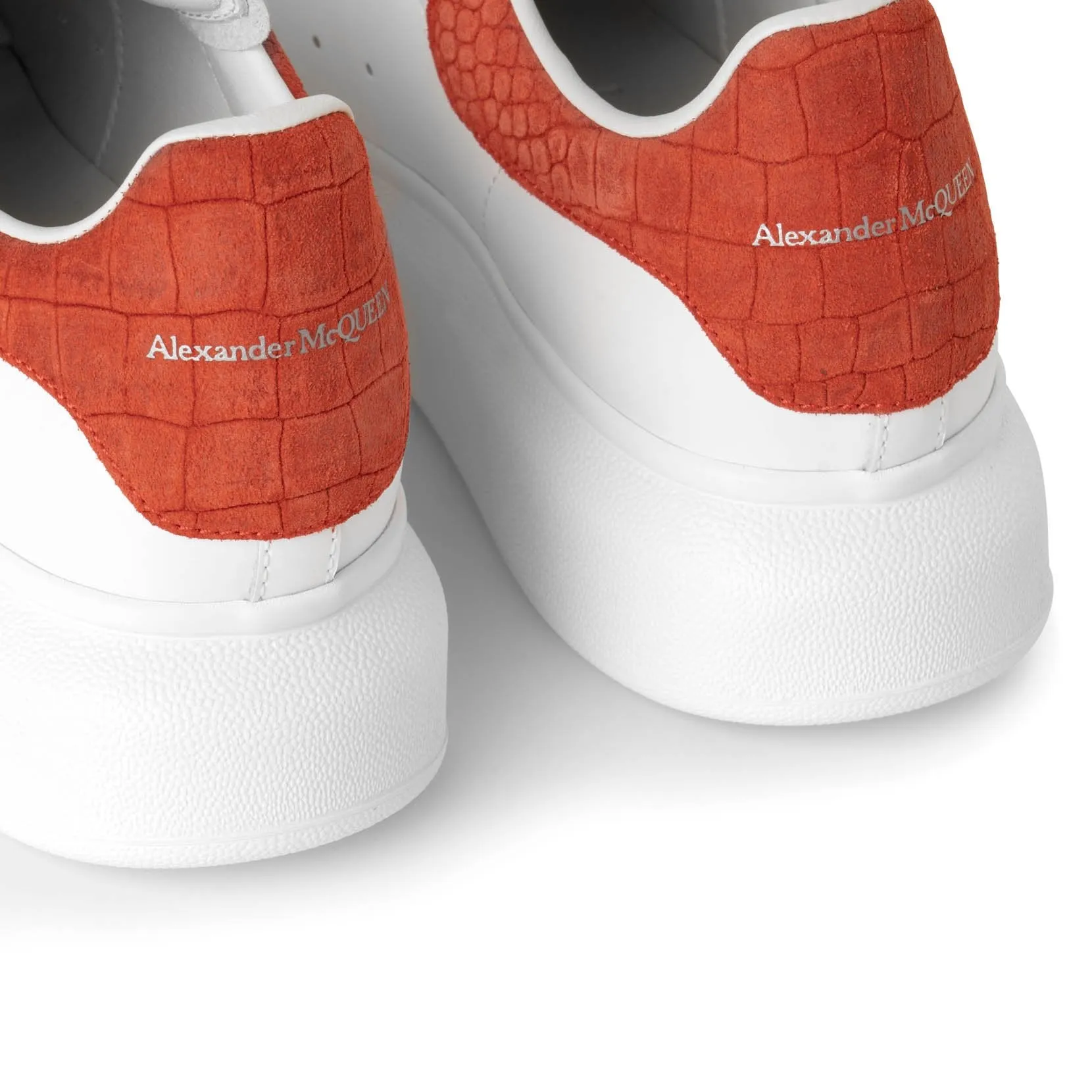 White and coral suede classic sneakers