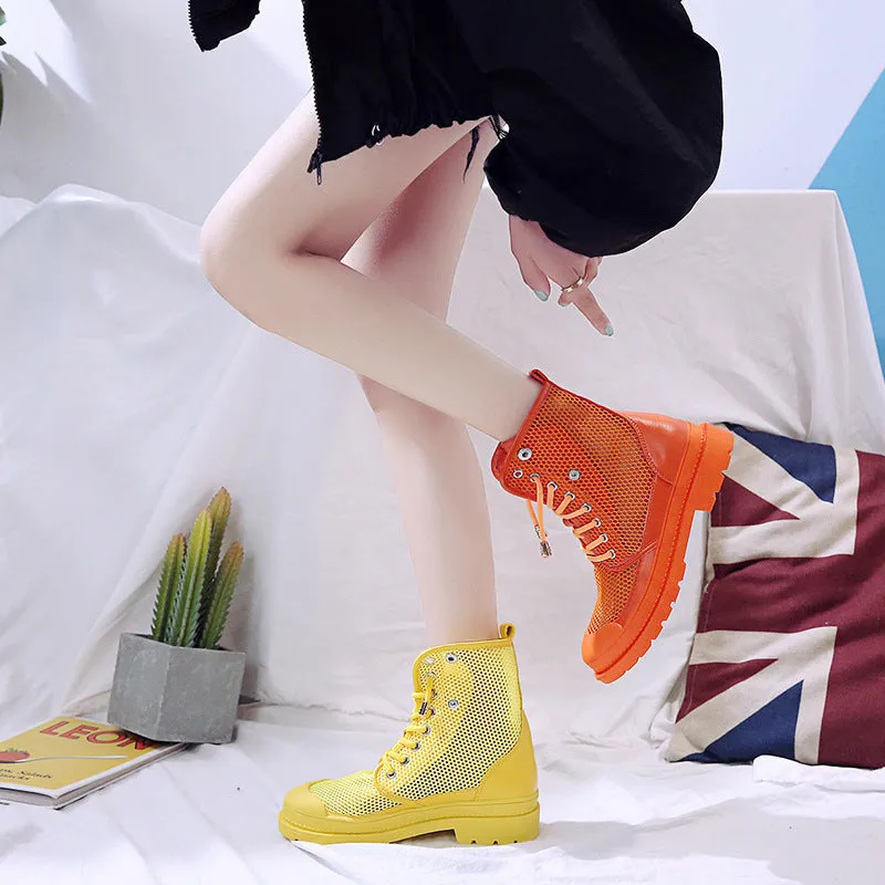 Women Mesh Openwork Breathable Martin Boots