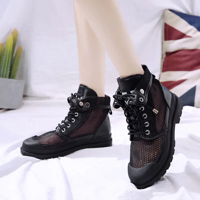 Women Mesh Openwork Breathable Martin Boots